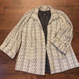 Luii Gray and White Women's Jacket with Pockets